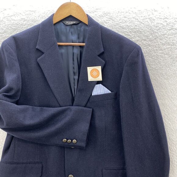 Jos A Bank 100% Camel Hair Blazer Men's 43R Blue Preppy American Academia Jacket - Picture 3 of 15